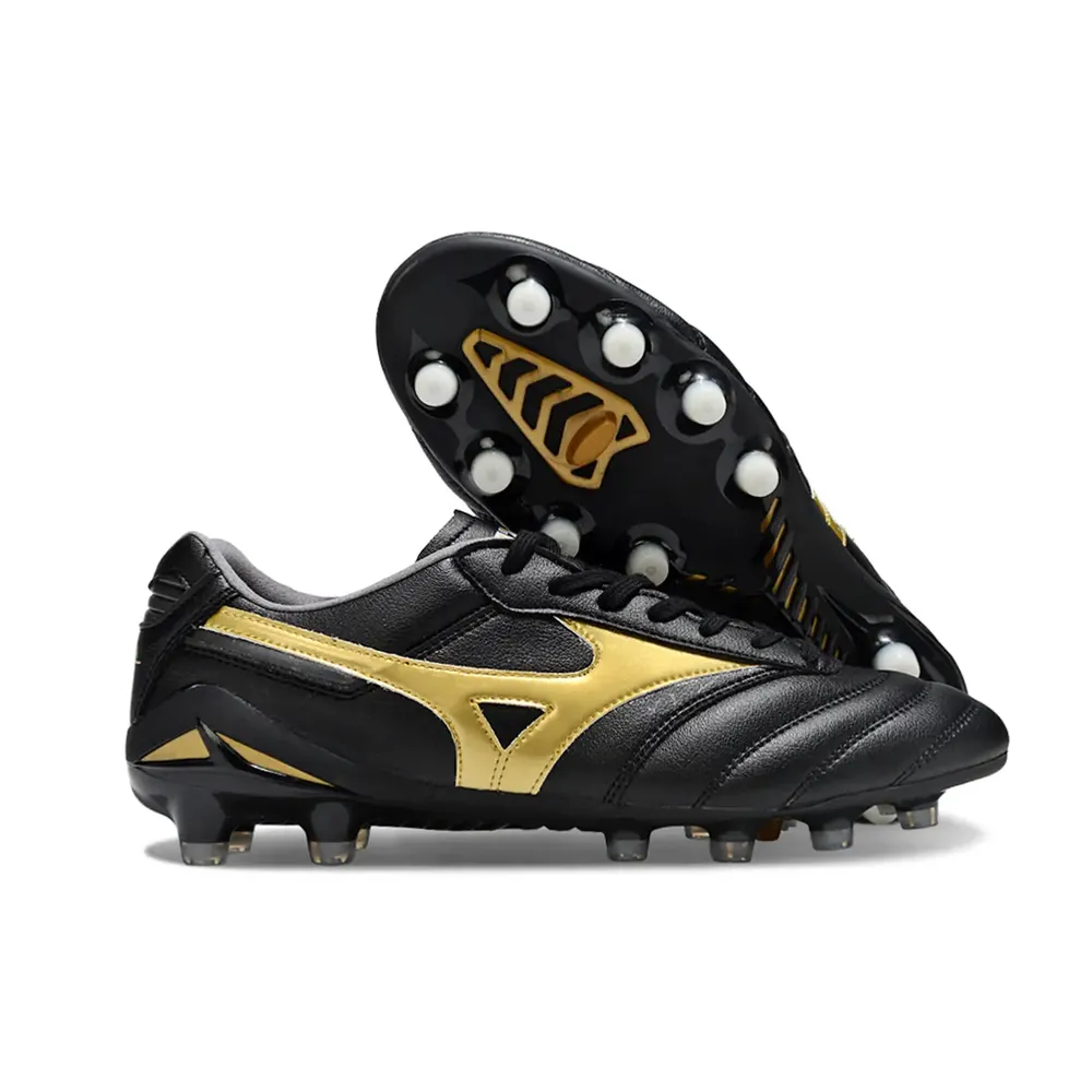 Chuteira Campo Mizuno Morelia DNA FG Preta e Dourada