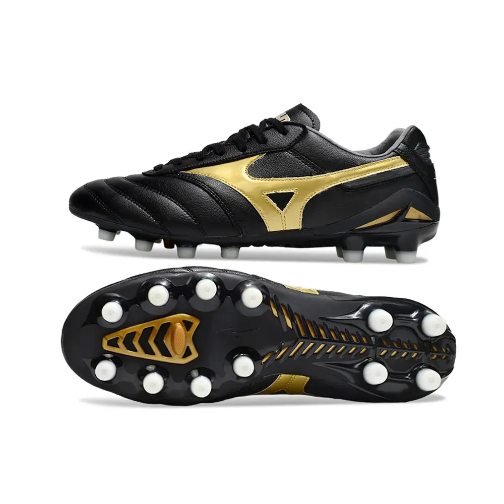 Chuteira Campo Mizuno Morelia DNA FG Preta e Dourada