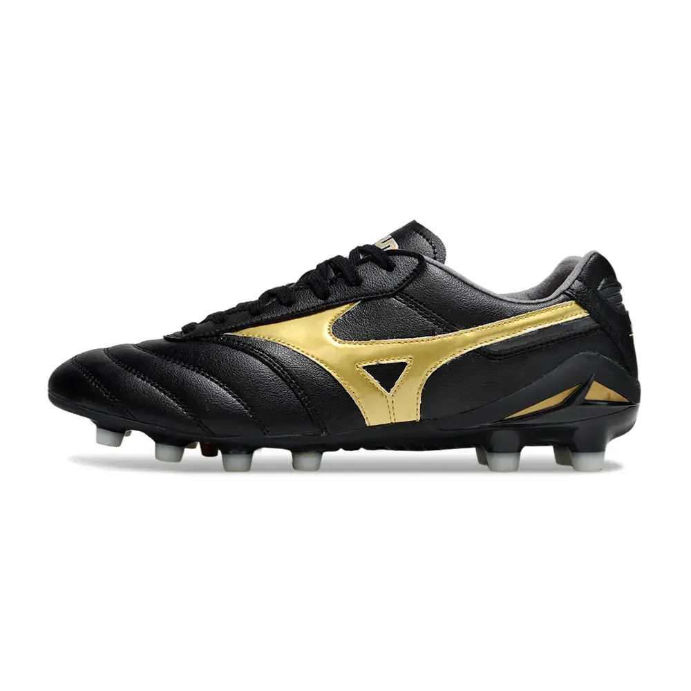 Chuteira Campo Mizuno Morelia DNA FG Preta e Dourada