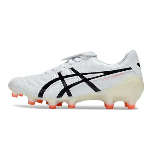 Chuteira Campo Asics Lethal Testimonial 4 FG Branca, Preta e Bege
