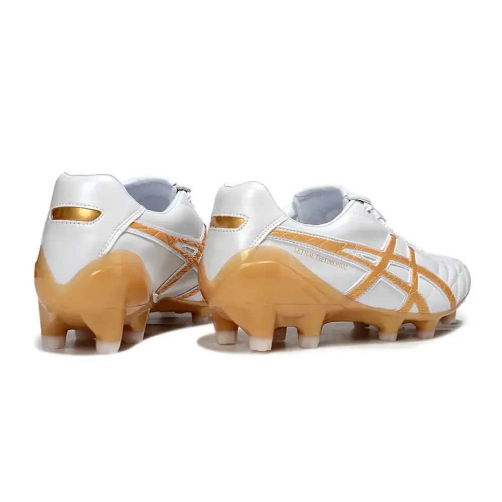 Chuteira Campo Asics Lethal Testimonial 4 FG | Branca e Dourada