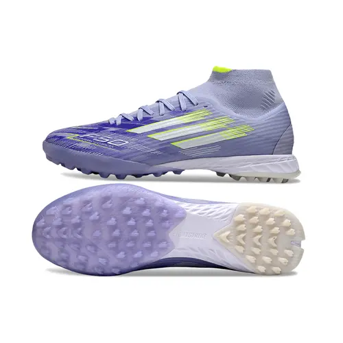 Chuteira Society Adidas F50 Cano Médio TF Roxo e Verde