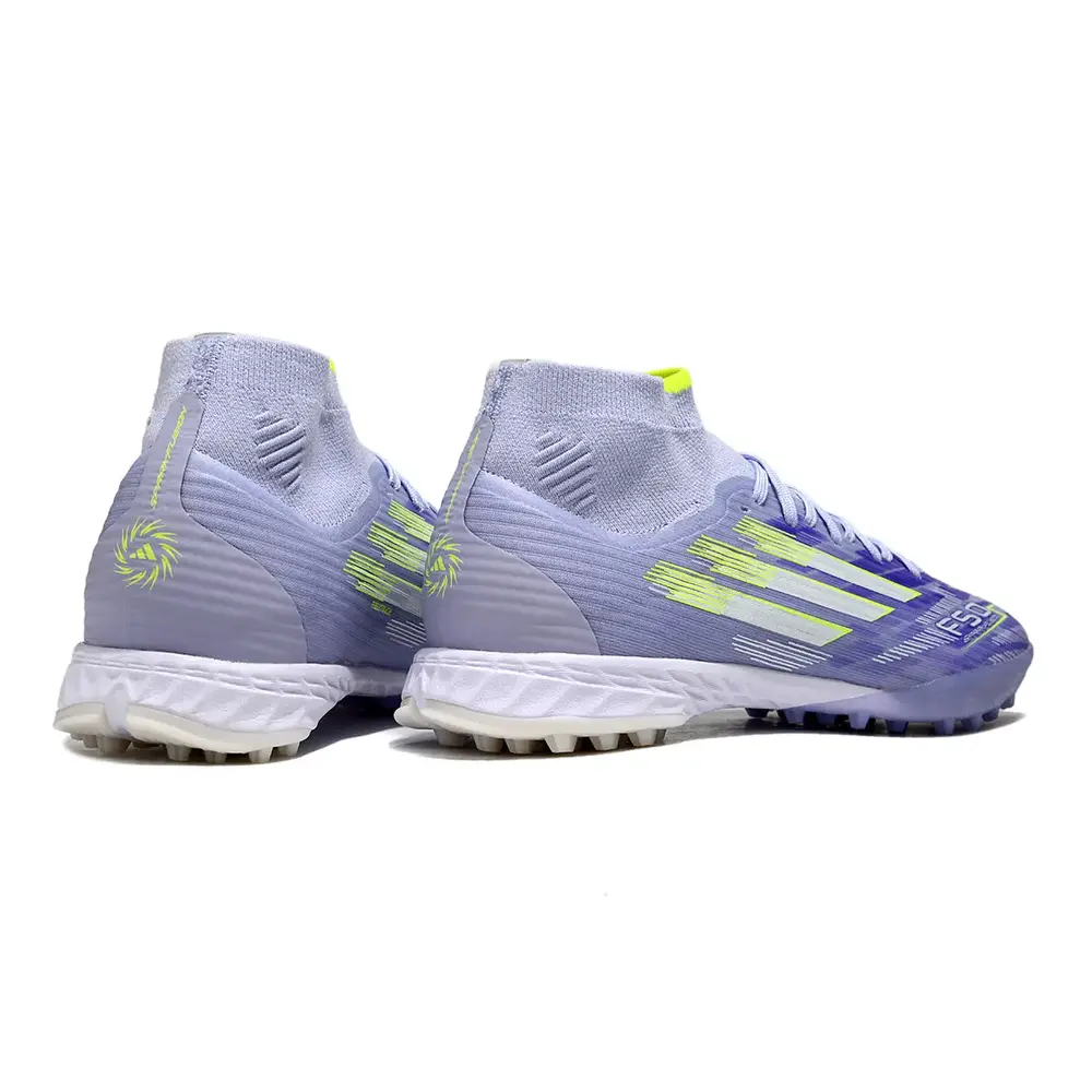 Chuteira Society Adidas F50 Cano Médio TF Roxo e Verde
