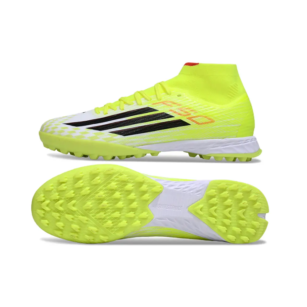 Chuteira Society Adidas F50 Cano Médio Verde e Branco | Leve e rápida