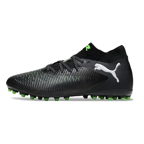 Chuteira Society Puma Future 8 MG Preto e Verde "Eclipse"