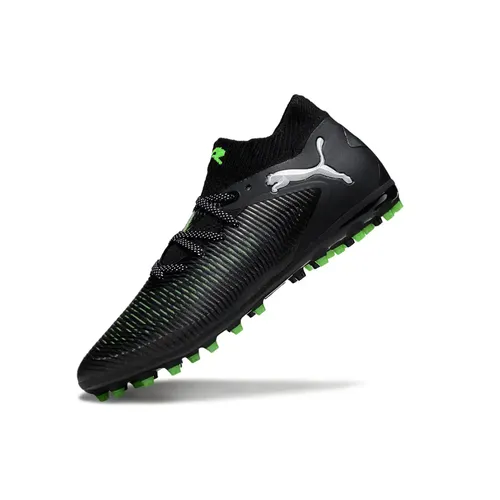 Chuteira Society Puma Future 8 MG Preto e Verde "Eclipse"