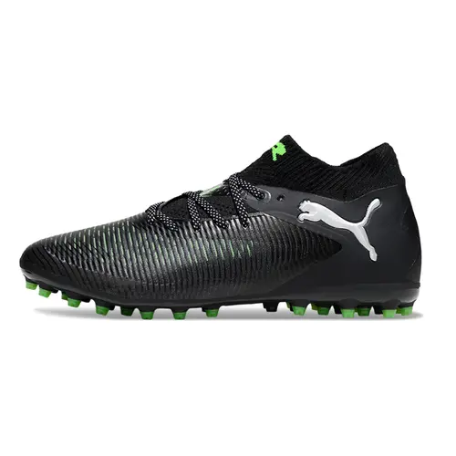 Chuteira Society Puma Future 8 MG Preto e Verde "Eclipse"