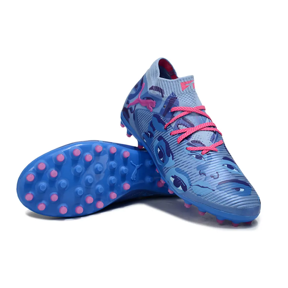 Chuteira Society Puma Future 8 MG Azul e Rosa | KidSuper
