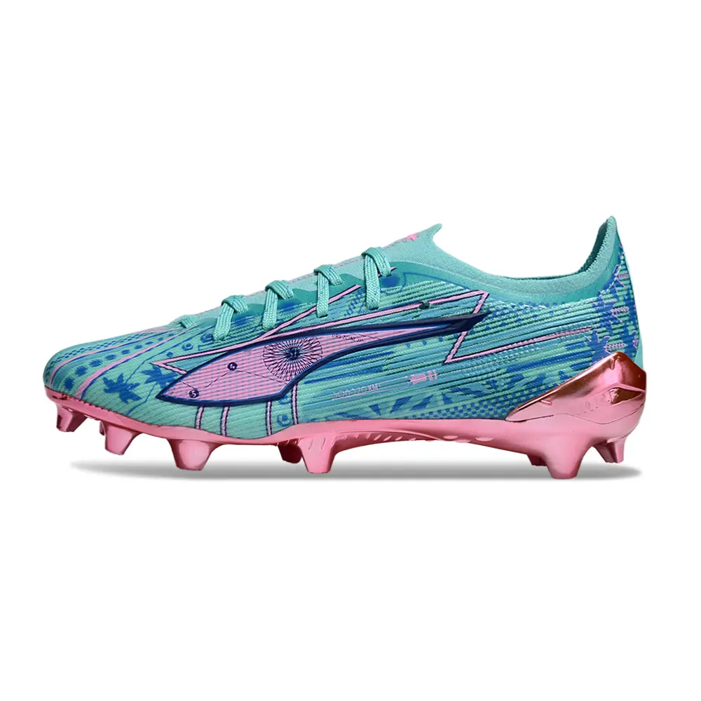 Chuteira Campo Puma Ultra 6 FG Miami Edition | Azul e Rosa