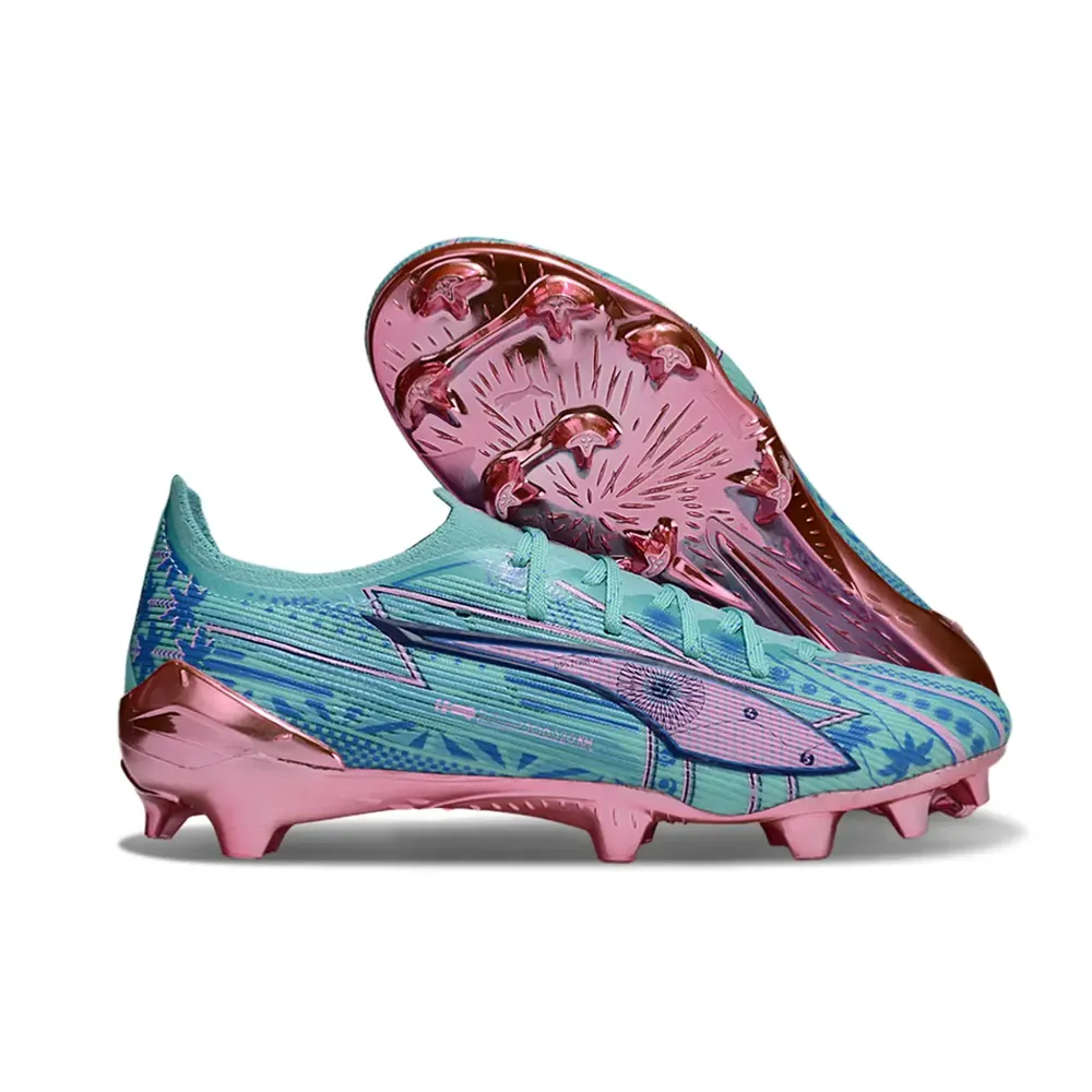 Chuteira Campo Puma Ultra 6 FG Miami Edition | Azul e Rosa