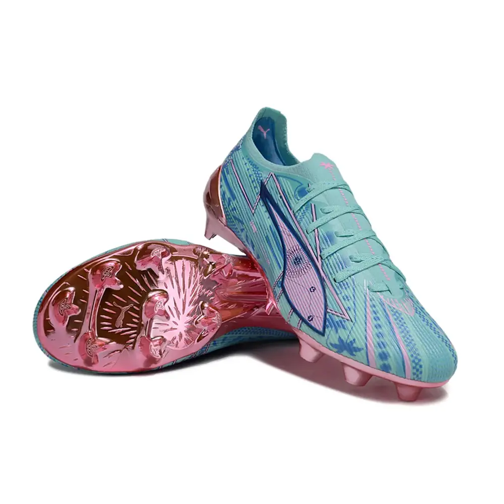 Chuteira Campo Puma Ultra 6 FG Miami Edition | Azul e Rosa