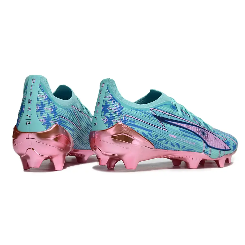 Chuteira Campo Puma Ultra 6 FG Miami Edition | Azul e Rosa