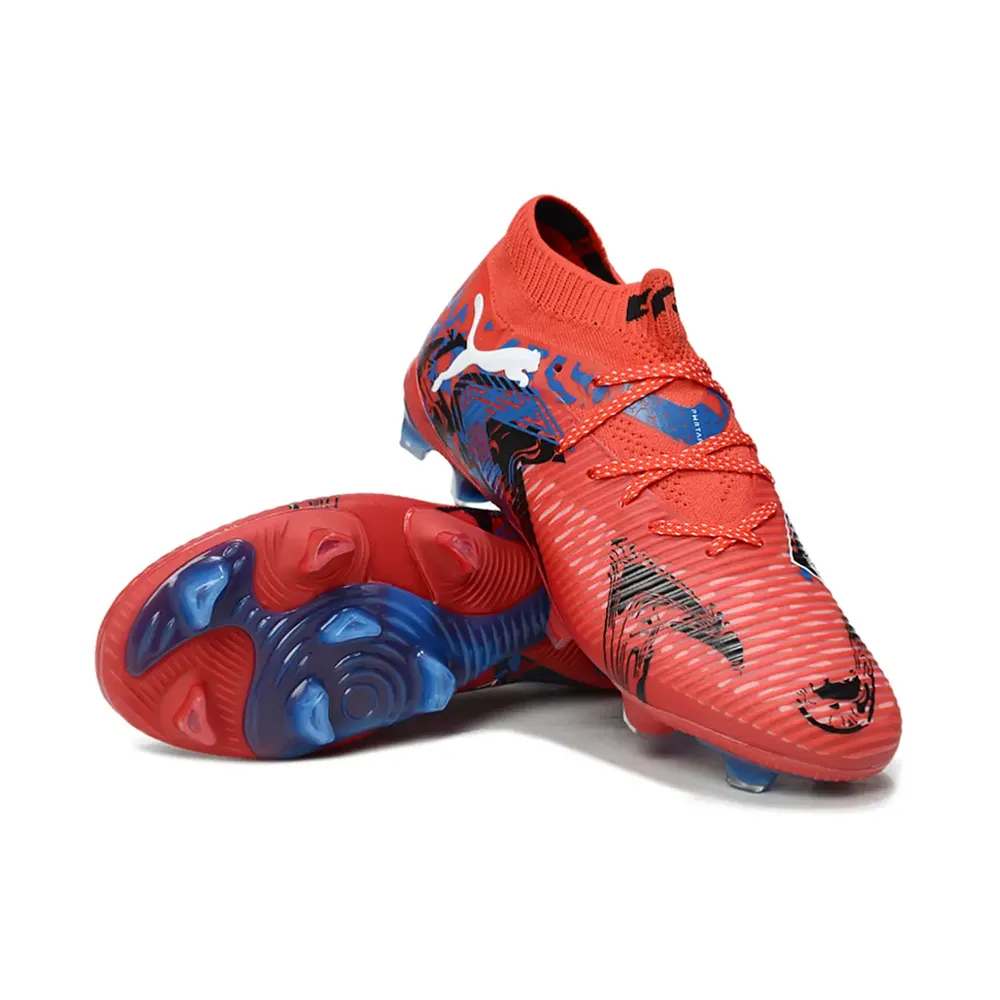 Chuteira Campo Puma Future 8 FG Vermelha e Azul | Agilidade e Controle