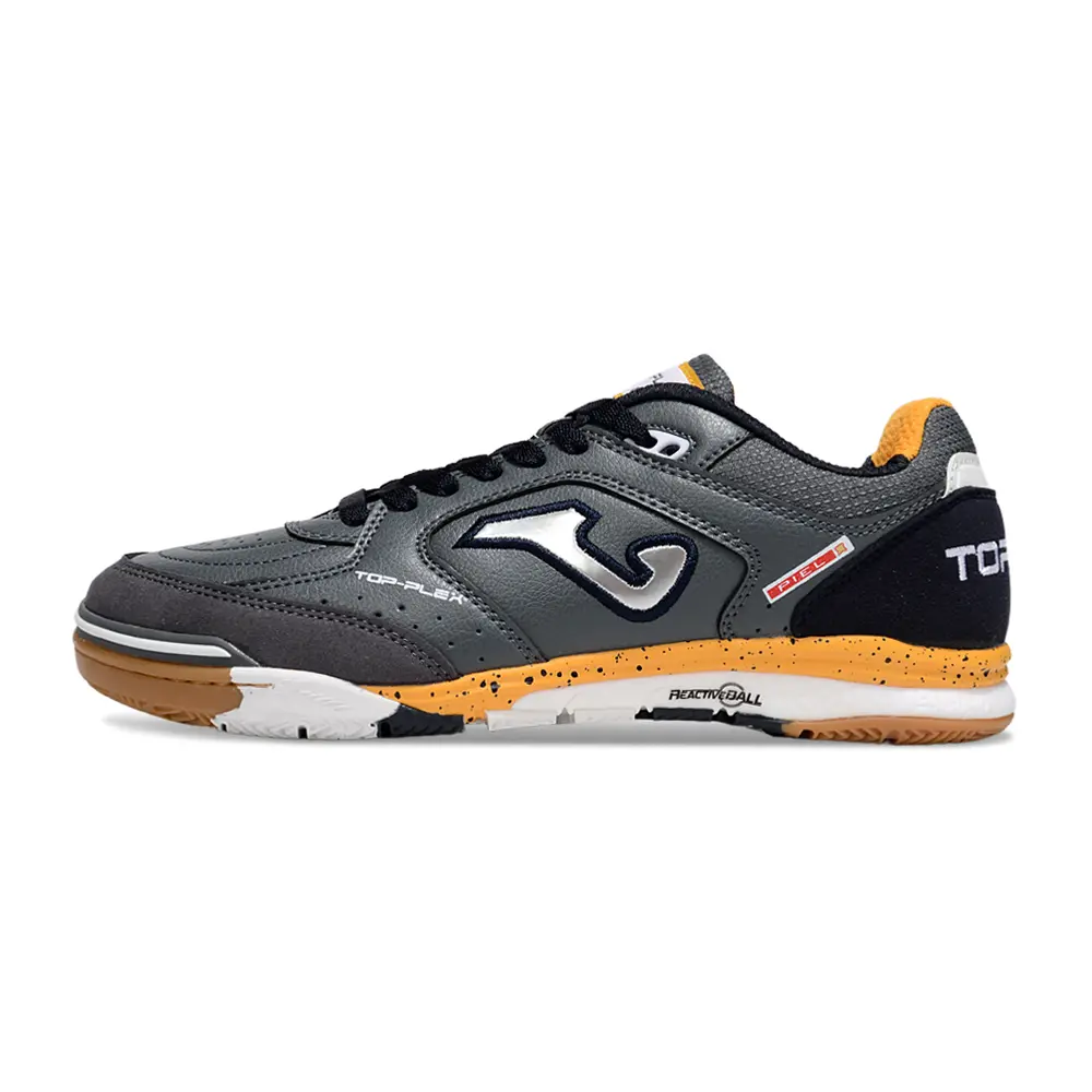 Chuteira Futsal Joma Top Flex Rebound IC Cinza e Preto