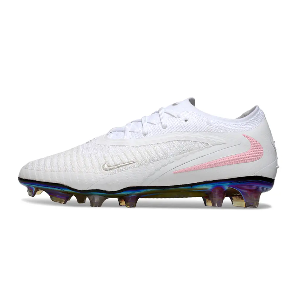 Chuteira Campo Nike Phantom GX 6 Elite FG Branco e Rosa Controle