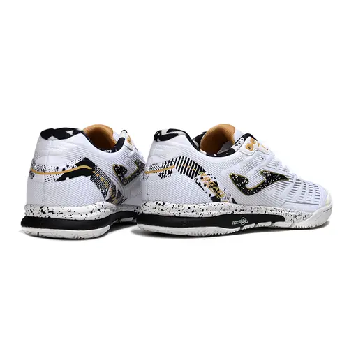 Chuteira Futsal Joma Regate Rebound IC Branca, Preta e Dourada