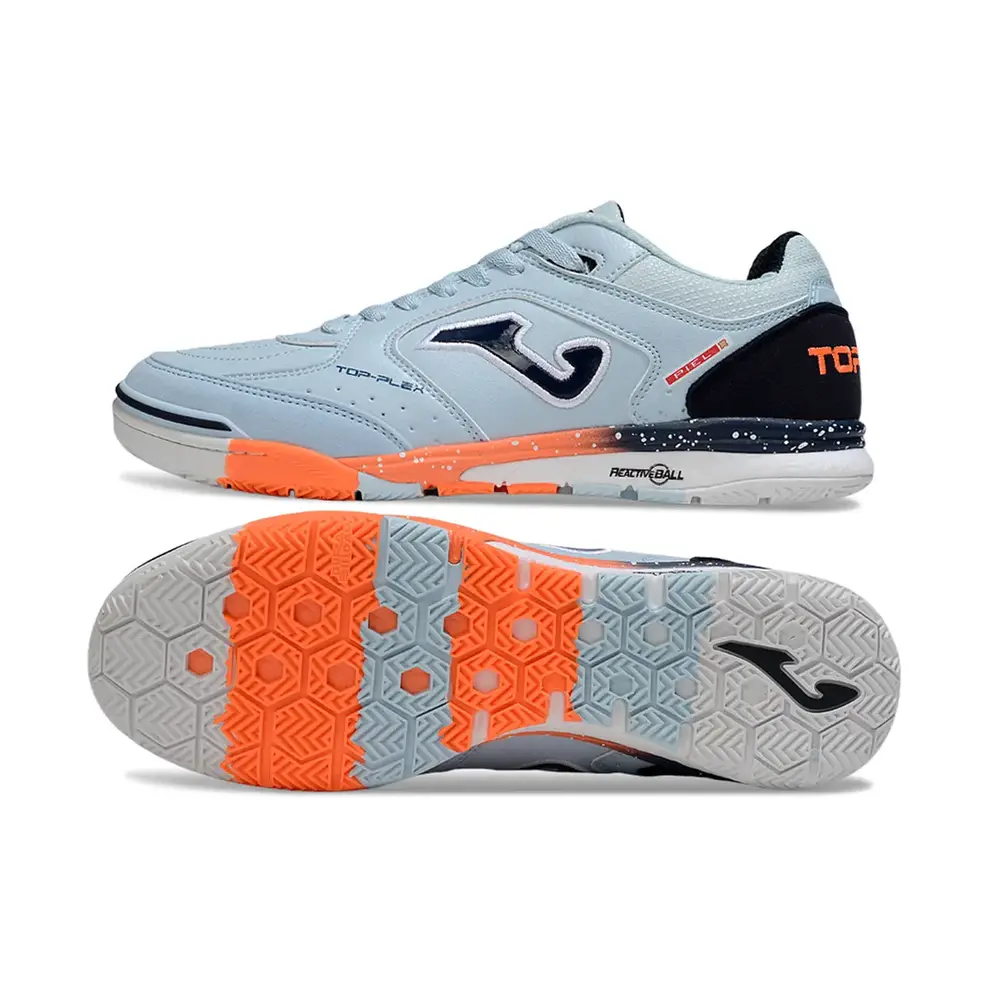 Chuteira Futsal Joma Top Flex Rebound IC Azul Claro e Laranja