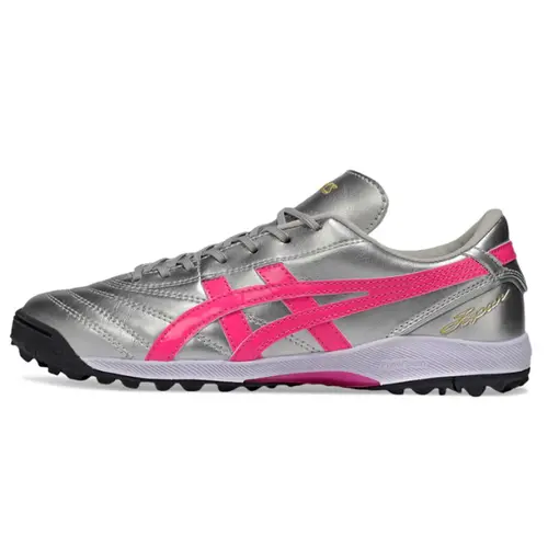 Chuteira Society Asics Japan TF Prata e Rosa