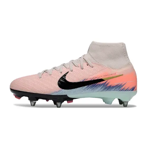 Chuteira Campo Nike Air Zoom Mercurial Superfly 10 Elite Trava Mista Rosa e Azul