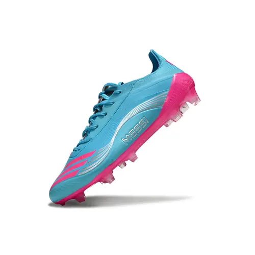 Chuteira Campo Adidas F50+FG Azul com Rosa "Messi"