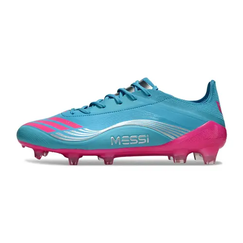 Chuteira Campo Adidas F50+FG Azul com Rosa "Messi"
