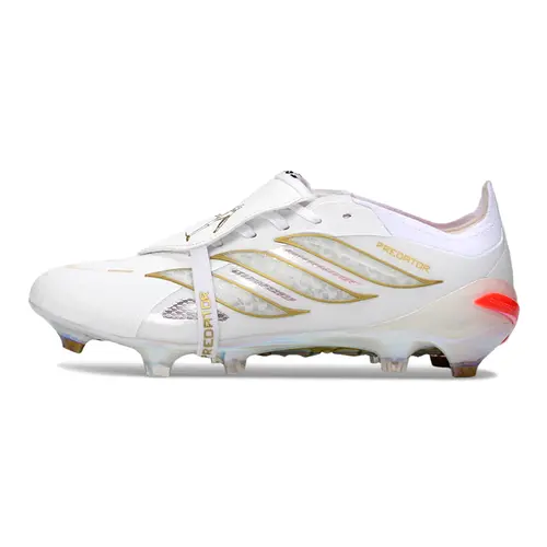 Chuteira Campo Adidas Predator Tongue 26 Elite FG Branco e Dourado