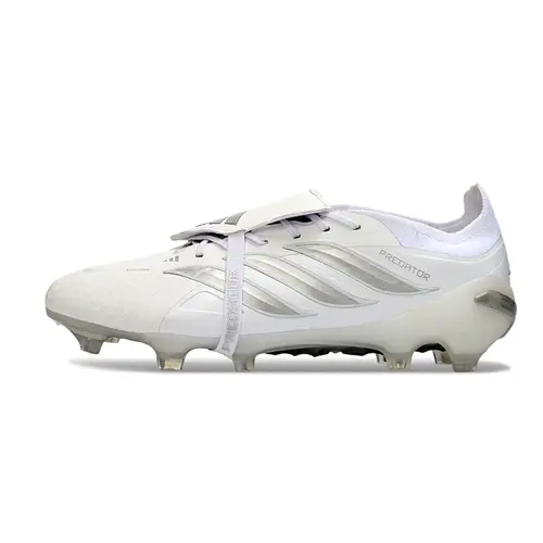 Chuteira Campo Adidas Predator Tongue 26 Elite FG Branco e Prata 