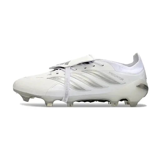 Chuteira Campo Adidas Predator Tongue 26 Elite FG Branco e Prata 