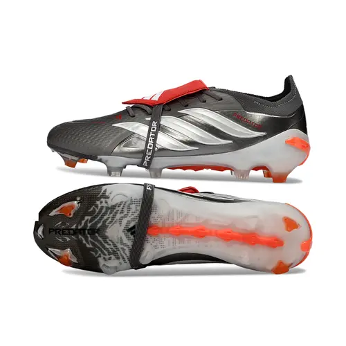Chuteira Campo Adidas Predator Tongue 26 Elite FG Cinza, Laranja e Branco 