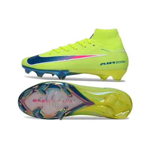 Chuteira Campo Nike Air Zoom Mercurial Superfly 10 Elite FG Verde, Azul e Rosa