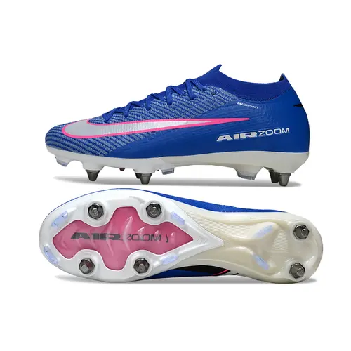 Chuteira Campo Nike Air Zoom Mercurial Vapor 16 Elite Trava Mista Azul, Branco e Rosa