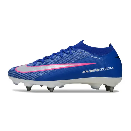 Chuteira Campo Nike Air Zoom Mercurial Vapor 16 Elite Trava Mista Azul, Branco e Rosa