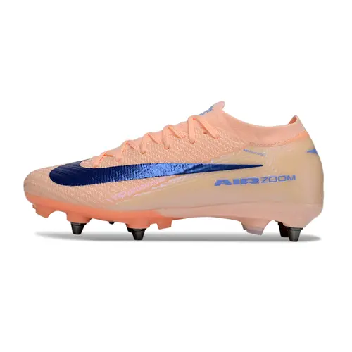 Chuteira Campo Nike Air Zoom Mercurial Vapor 16 Elite Trava Mista Salmão e Azul