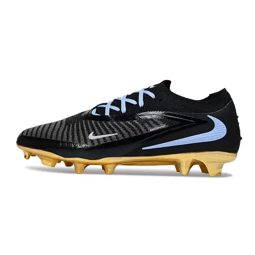 Chuteira Campo Nike Phantom GX 6 Elite FG Preto, Azul e Dourado