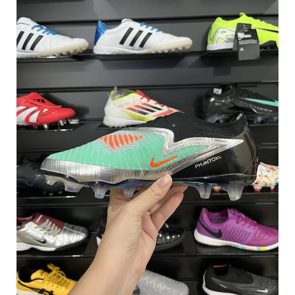 Chuteira Campo Nike Phantom GX 3 Elite FG Preto, Verde e Laranja - P