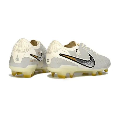 Chuteira Campo Nike Tiempo Legend 10 Elite FG Bege e Prata