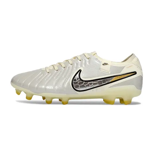 Chuteira Campo Nike Tiempo Legend 10 Elite FG Bege e Prata