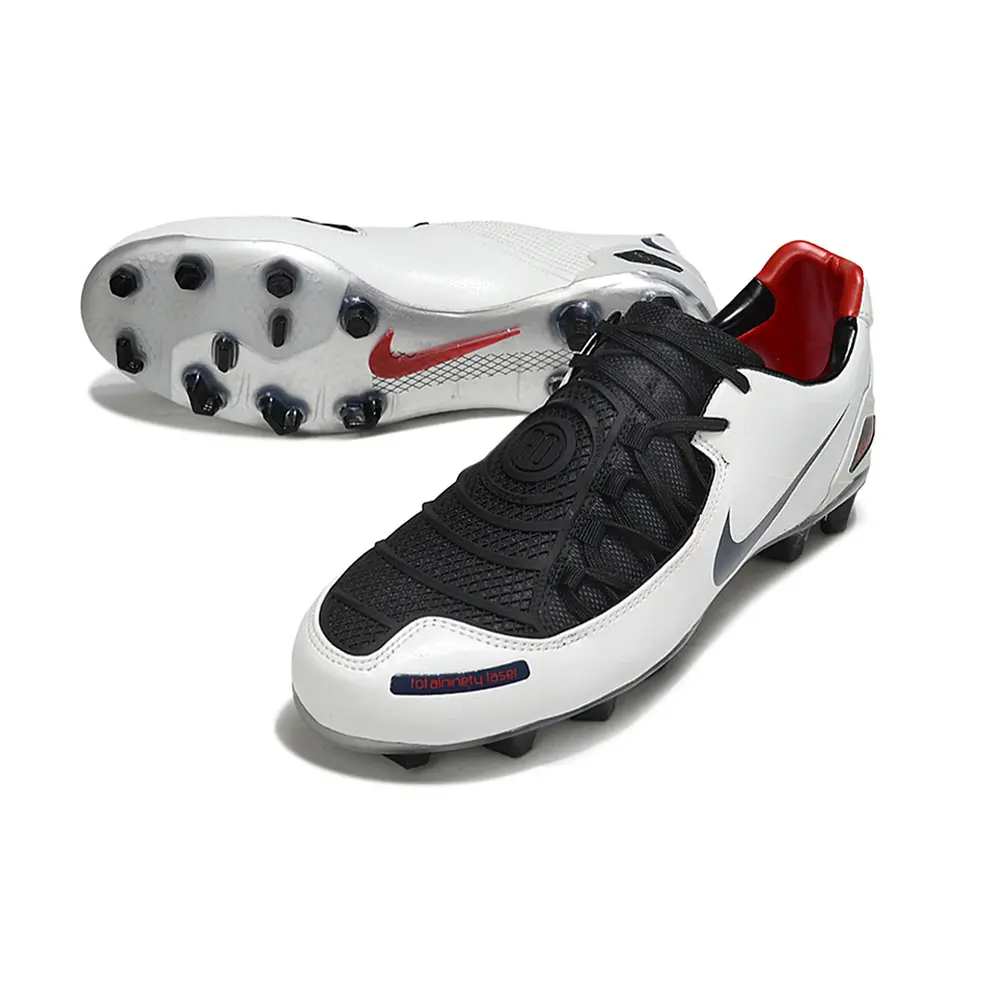 Chuteira Campo Nike Total 90 Laser FG Branca e Preta