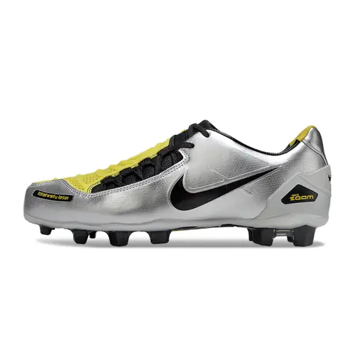 Chuteira Campo Nike Total 90 Laser FG Prata, Preto e Amarelo