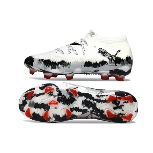 Chuteira Campo Puma Future 8 FG Branco, Preto e Vermelho