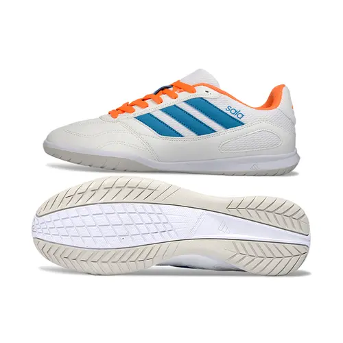 Chuteira Futsal Adidas Top Sala IC Branco, Azul e Laranja 