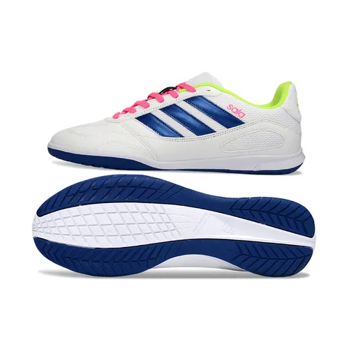 Chuteira Futsal Adidas Top Sala IC Branco, Azul, Rosa e Verde 