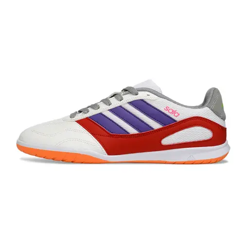 Chuteira Futsal Adidas Top Sala IC Branco, Vermelho, Laranja, Roxo e Cinza