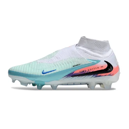 Chuteira Infantil Campo Nike Phantom GX 6 Elite FG  Branco, Verde, Azul e Rosa