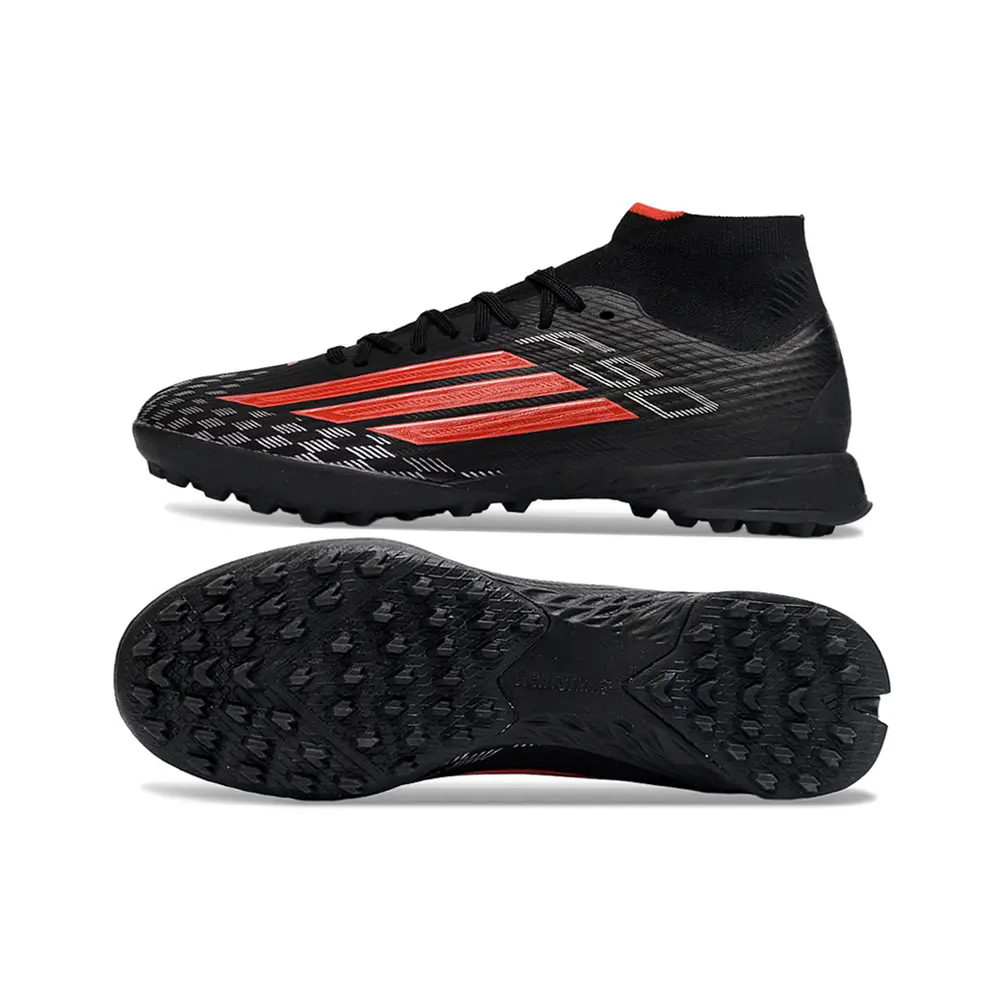 Chuteira Society Adidas F50 | Cano Médio e Leve Preto e Vermelho