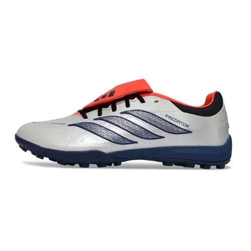 Chuteira Society Adidas Predator Tounge Elite 26 TF Prata, Azul e Vermelho