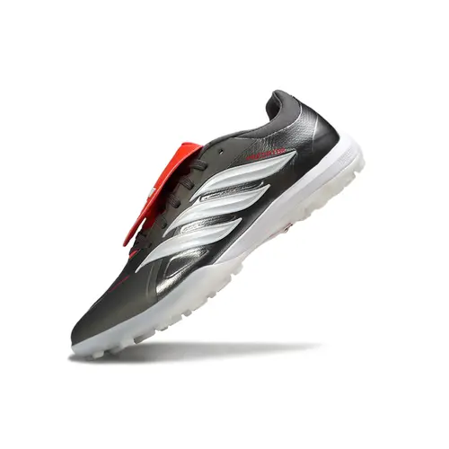 Chuteira Society Adidas Predator Tounge Elite 26 TF Prata, Branca e Vermelha