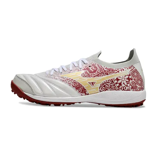 Chuteira Society Mizuno Morelia Neo Sala TF Branca e Vermelha "SR4"