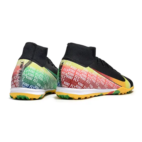 Chuteira Society Nike Air Zoom Mercurial Superfly 10 Elite TF Preta e Amarela "Vinifly"