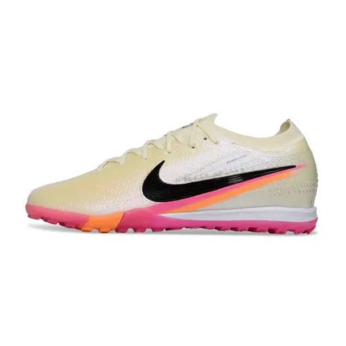 Chuteira Society Nike Air Zoom Mercurial Vapor 16 Elite TF Bege, Rosa e Laranja 